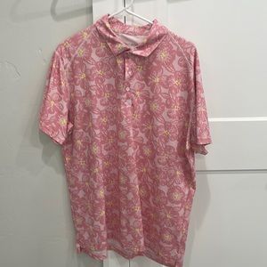 Pink flower Bonobos golf shirt size Large slim